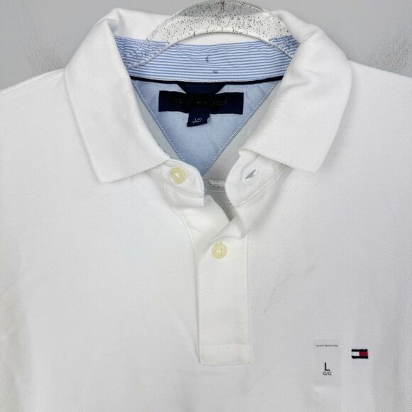 TOMMY HILFIGER | NEW White Polo Short Sleeve Shirt W/ Logo Men’s Size Large - Picture 4 of 9
